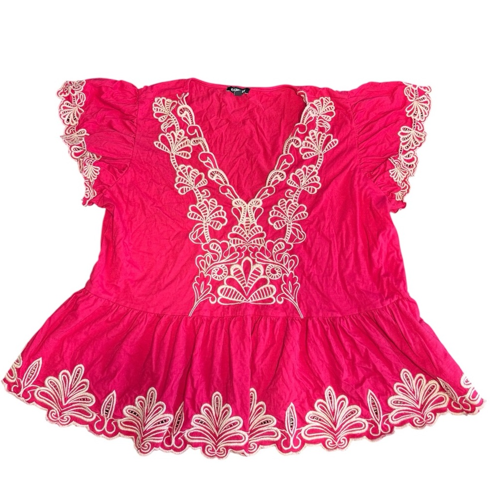 Express Fuchsia Embroidered Blouse